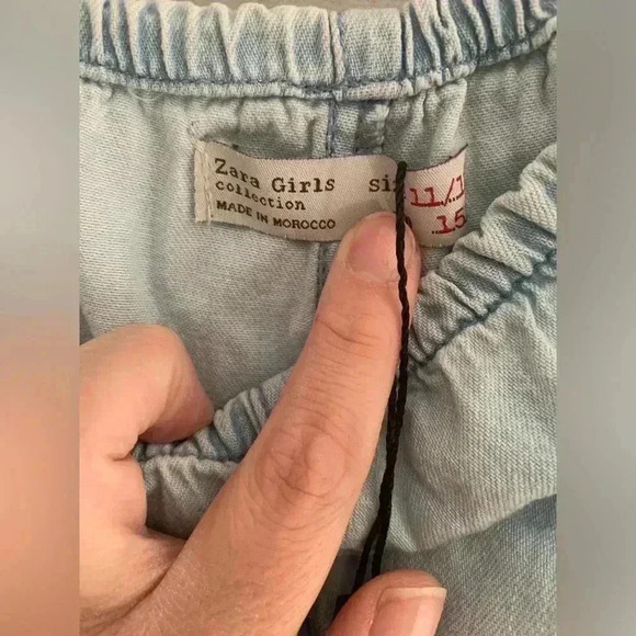 Zara Girls Denim Short Sleeve Wide Cropped Leg Jumpsuit Size 11/12 - Picture 3 of 10